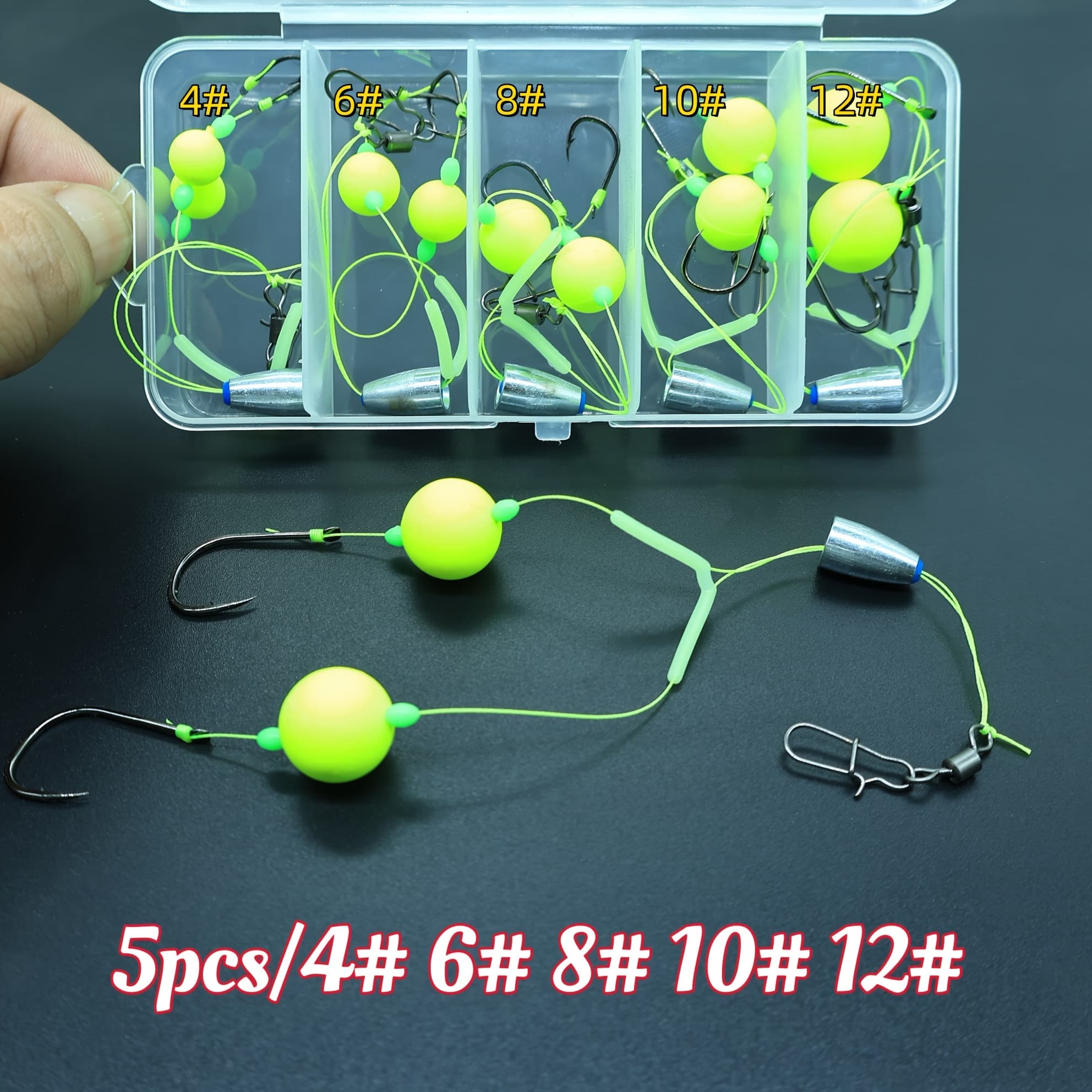 TEMU 5pcs/set Of Anti-bottom Fishing Rig Kit, European Carp Fishing Rig Set, Anti-leaving Bottom Leader With Double Hooks, Pre-tied European Fish Hooks With Balls
