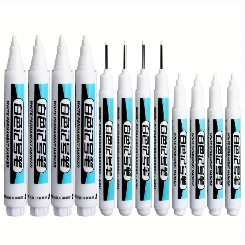 TEMU 12pcs 0.7/1/2.5mm White Marker Pen Graffiti Pen For Wood Rock Plastic Leather Metal Canvas Ceramic Deep Hole Marker