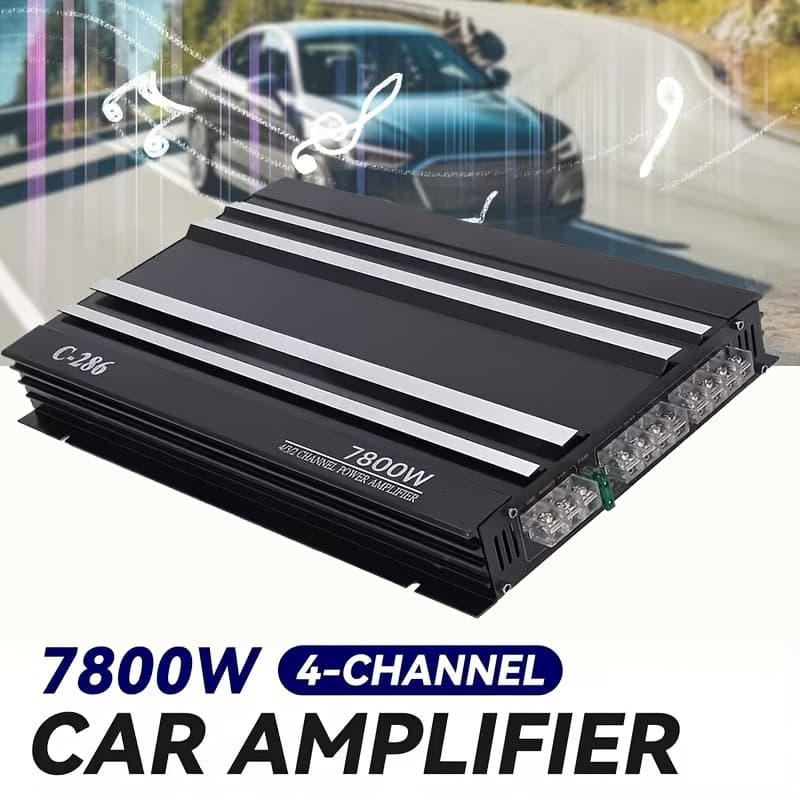 TEMU 7800w Four-channel Class- Alloy Pure Subwoofer Amplifier For Car Audio Systems, Suitable For 12v Trucks, Boats, Utvs, And Motorcycles
