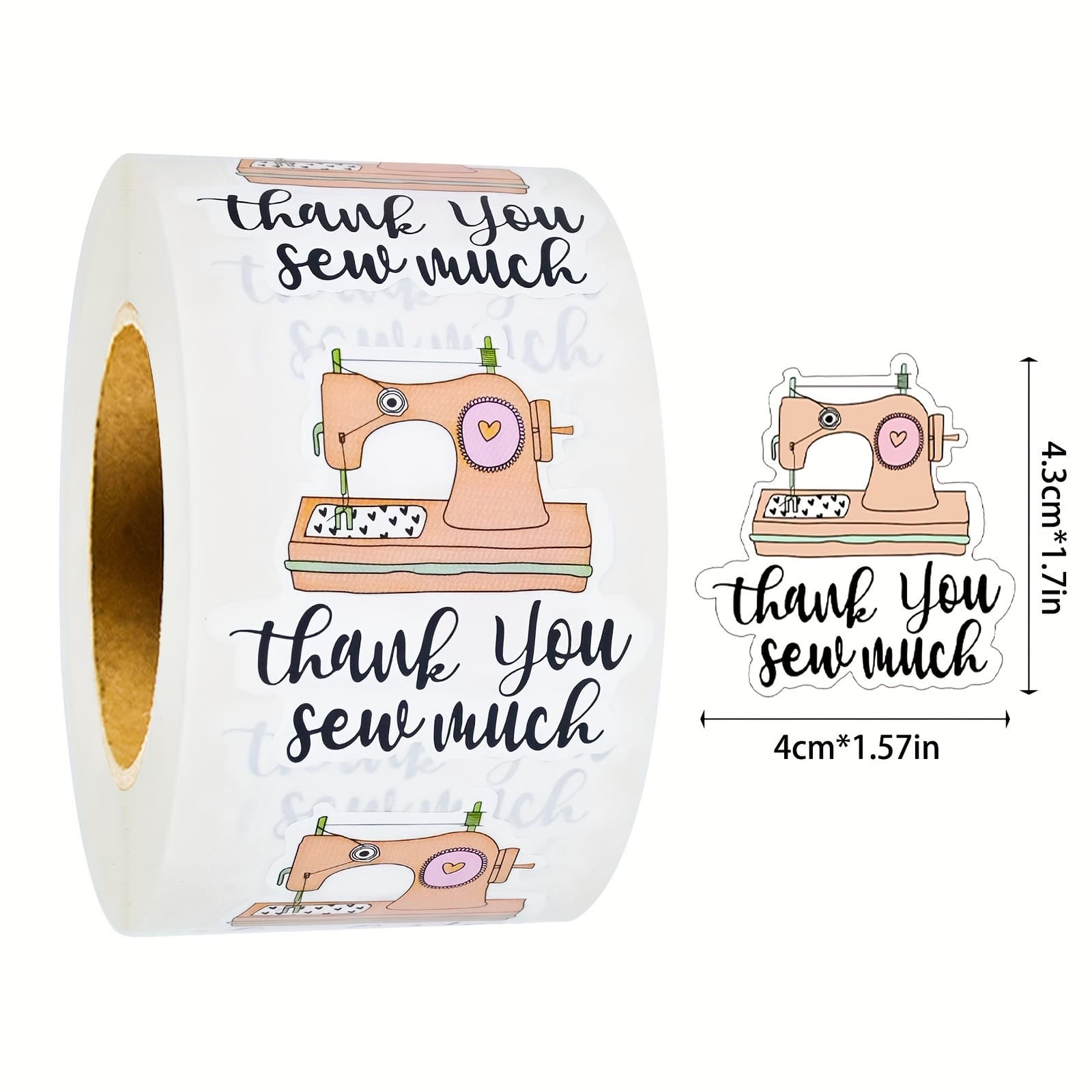 TEMU 500pcs Sewing Machine Thank You Stickers - 1.57in X 1.7in Decorative Labels For Crafts, Envelopes, And Gift Bags With "thank You For Sewing With Us" Design, Sewing Supplies Accessories