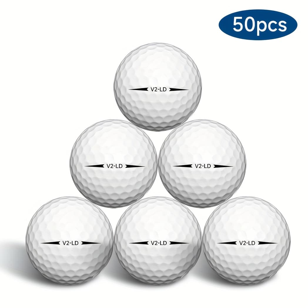 TEMU Caiton 50pcs 2-layer Golf Balls - 332 Dimple Technology, Maximizes Distance, Controls Spin, , Great For Golf Training And Tournaments