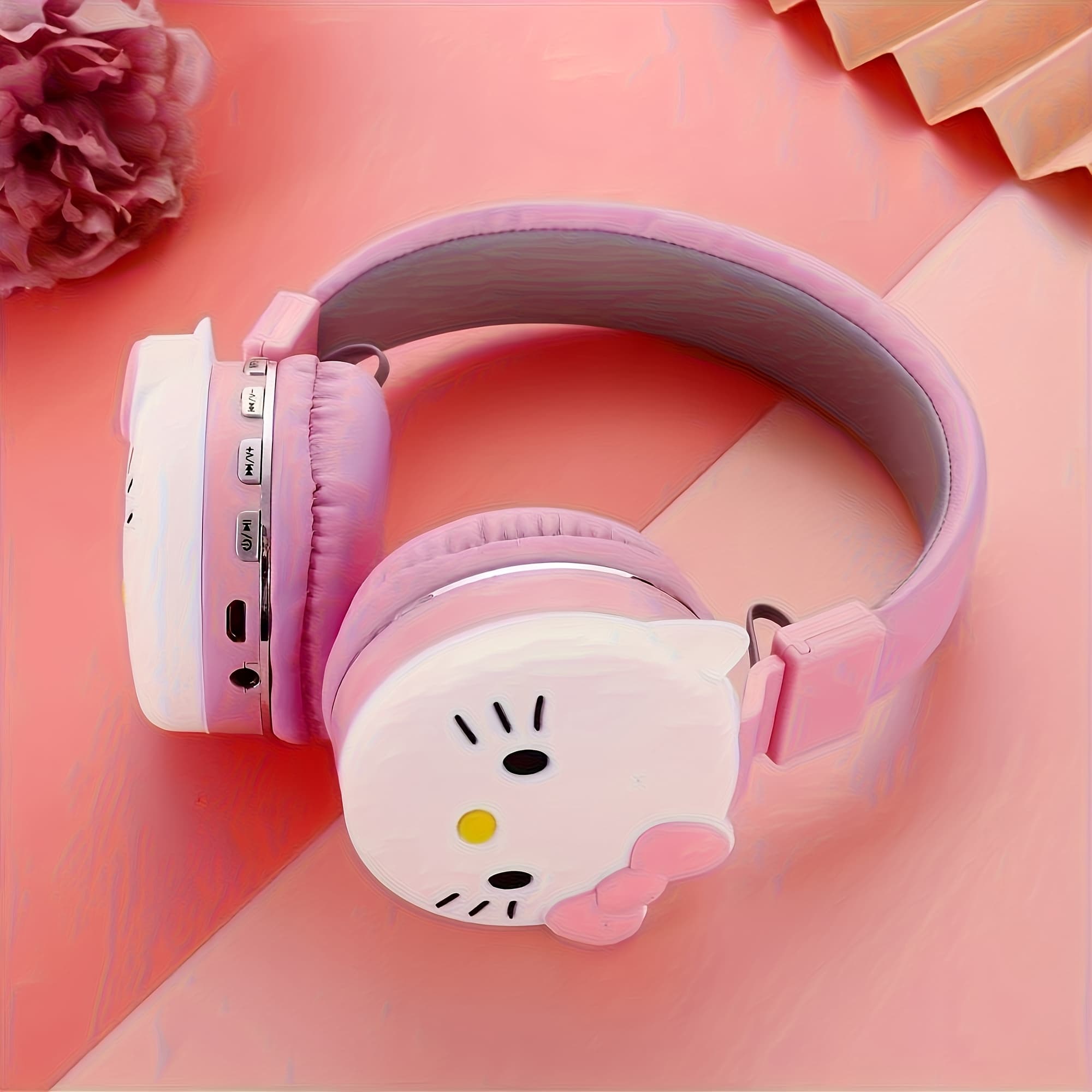 TEMU Hello Kitty Headphones Foldable Wireless Headset Kuromi Headphones , Gaming Headset With Noise Cancelling & Soft Ear Cushions For Teens & Music Lovers, Type-c Charging