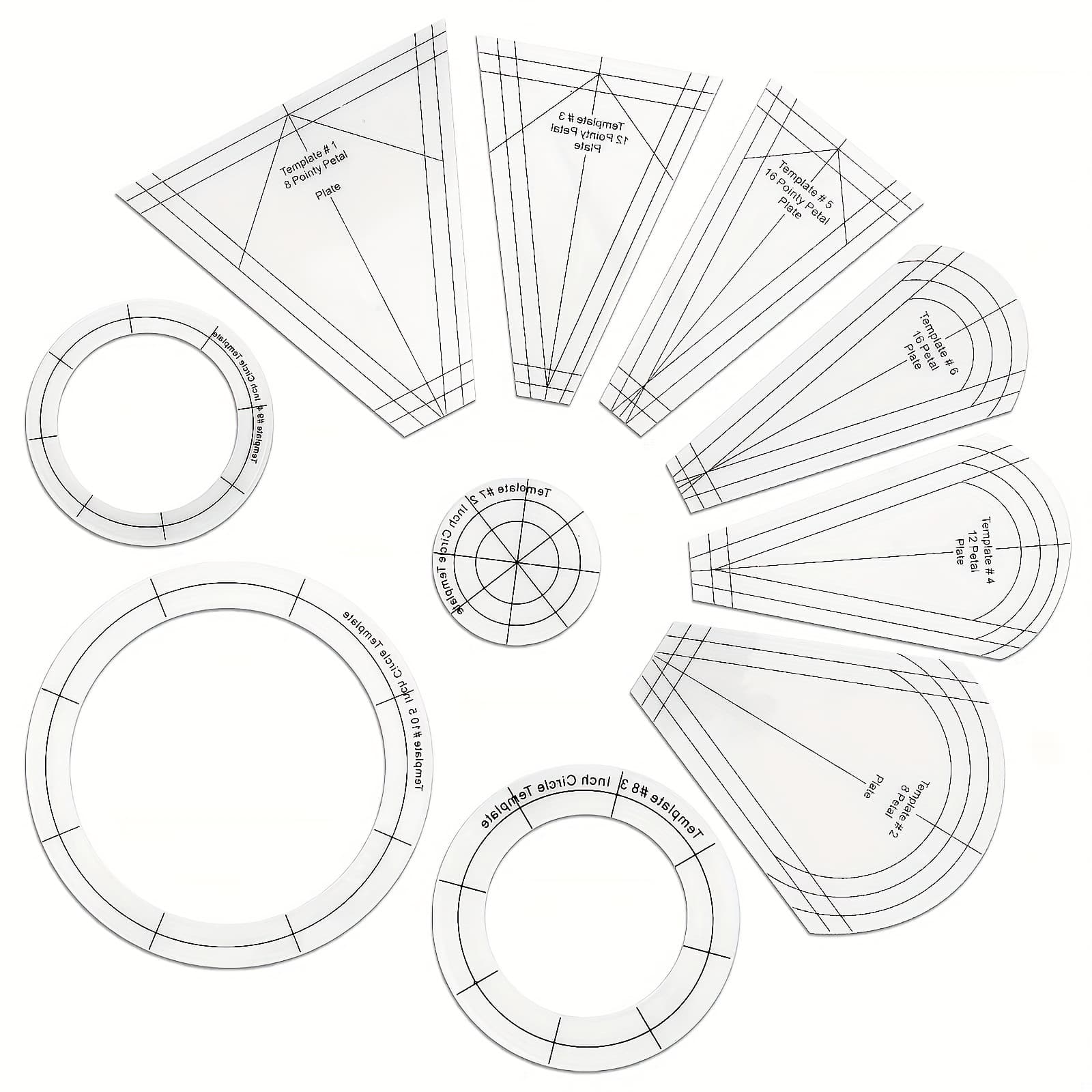 TEMU 10pcs Clear Acrylic Sewing Rulers, Multi-shape Quilting Templates Set, Clear Tools, Sewing Supplies Accessories For Handcraft, Diy Sewing Projects & Fabric Cutting