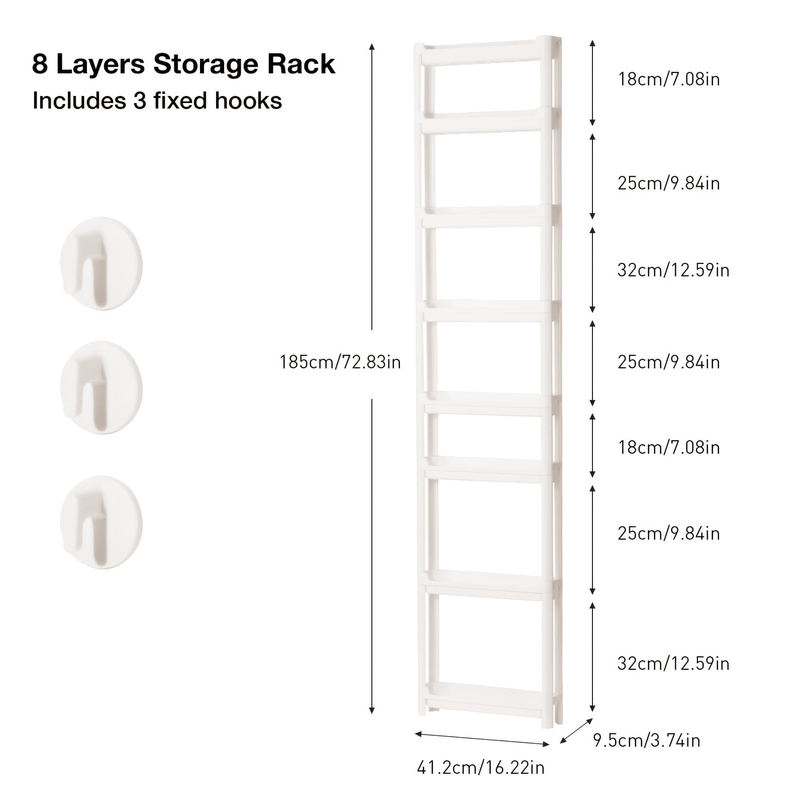 TEMU 8-tier Ultra-thin Storage Cabinet, Ultra-thin Storage Cabinet - Space-saving Organizer For Narrow Spaces, Bathroom And Kitchen Doors, Plastic, Standing Shelf, Standing Shelf
