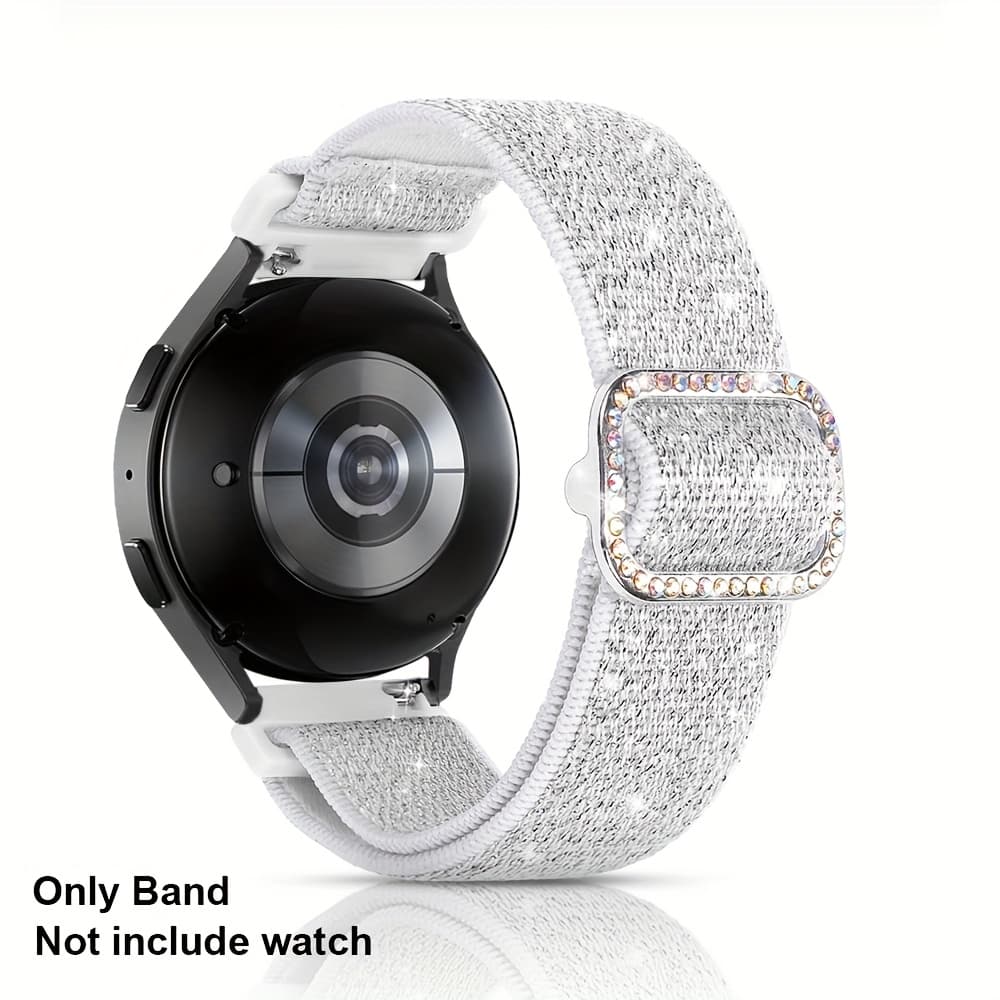 TEMU Stretchy Bands Compatible For For Galaxy Watch 7 6 5 4 Fe Band 40mm 44mm/watch 6 4 Classic 47mm 46mm 43mm 42mm/active 2, 20mm Elastic Nylon Glitter Strap For Galaxy Watch 7 Band Women