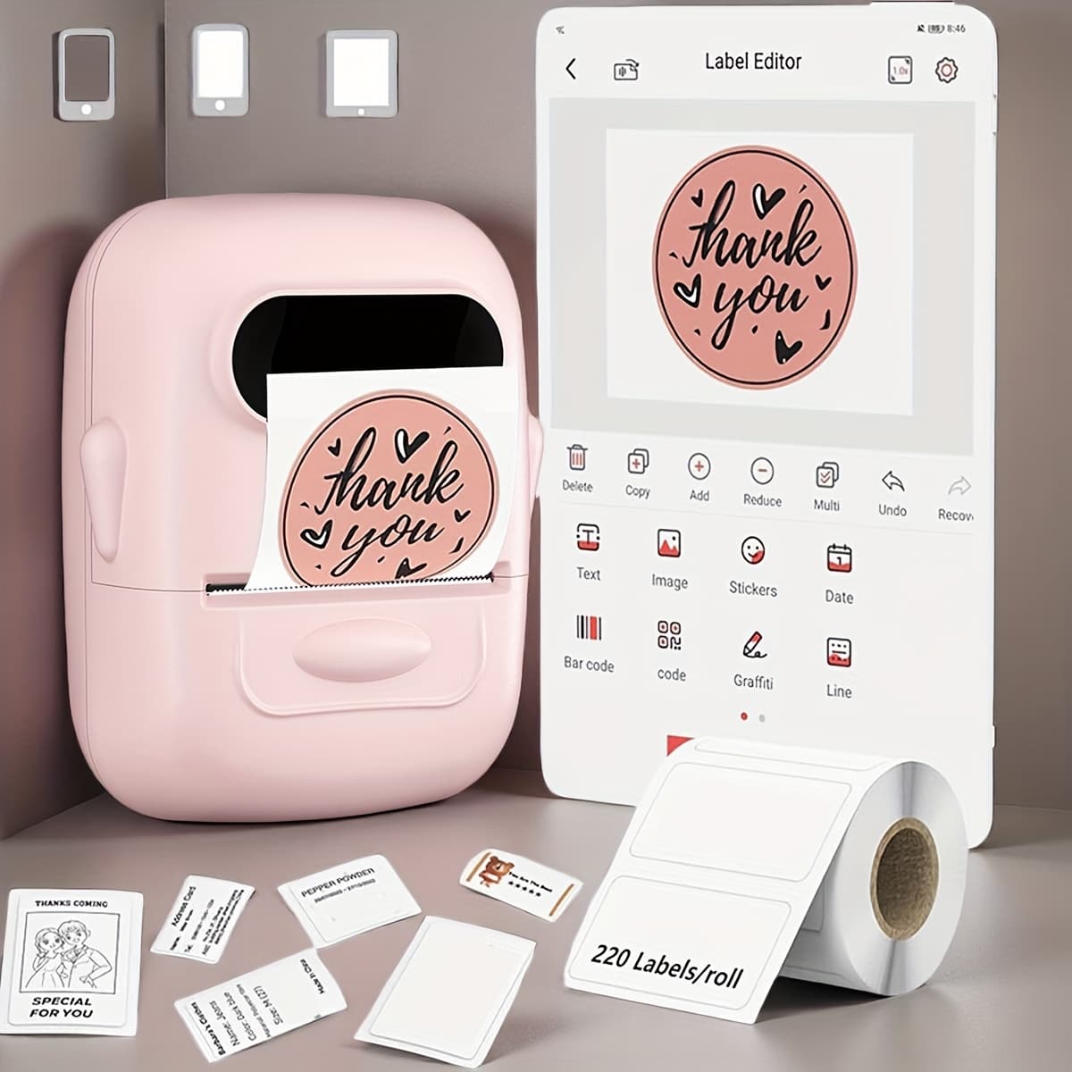 TEMU Marklife Thermal Label Printer, 2 "portable Label Printer, Wireless Connection For Mobile Phone, For Office, Home, Business, Marking, Kitchen (2x1. 18" Label), With 1 Roll Of White Sticker