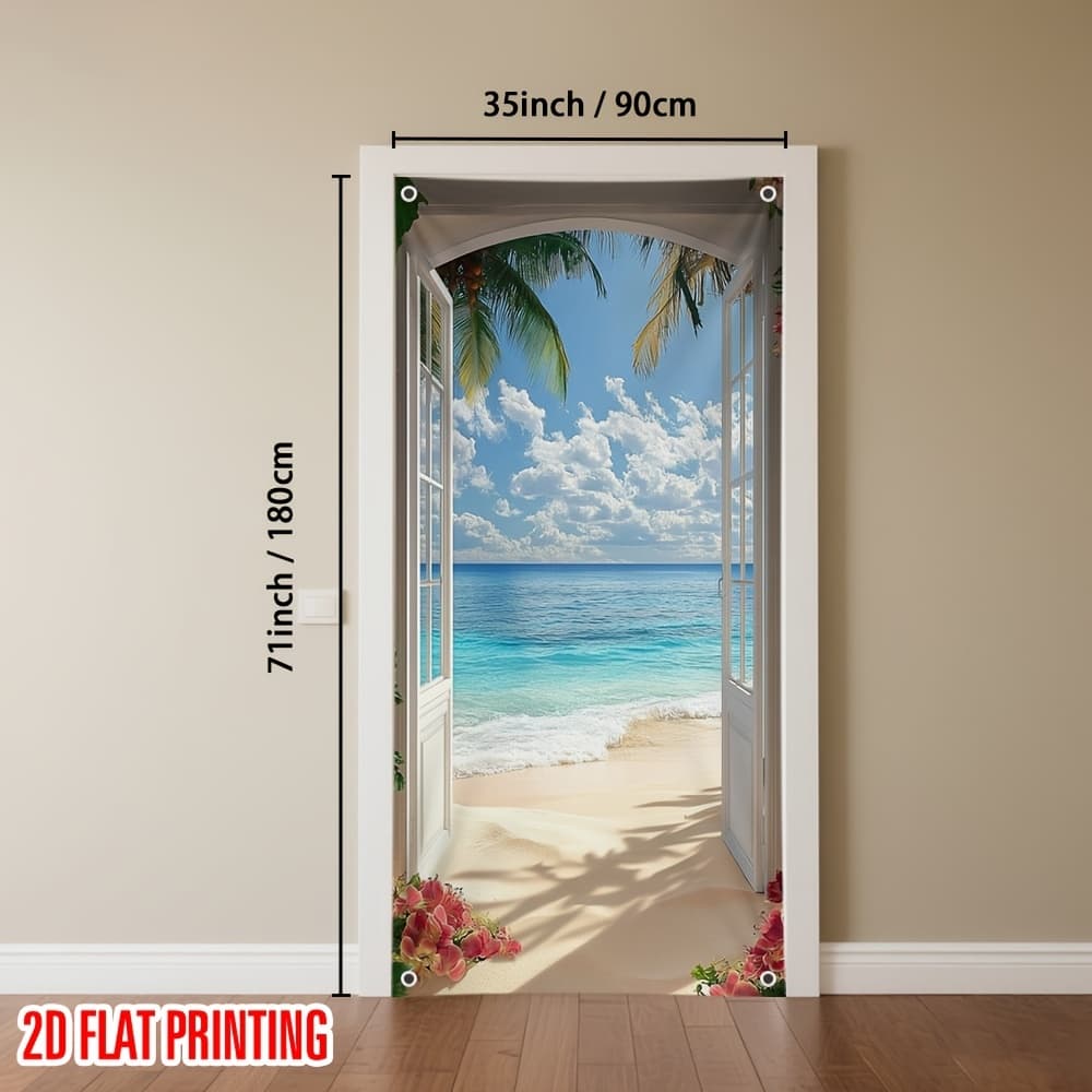 TEMU 2d Flat, 2d Flat - 2d Flat, 2d Flat - 1pc, 2d Flat Printing Party Banner Door Curtain 2 Polyester Fabric, Without Electricity Birthday Party Suitable For Room, Parties Decor