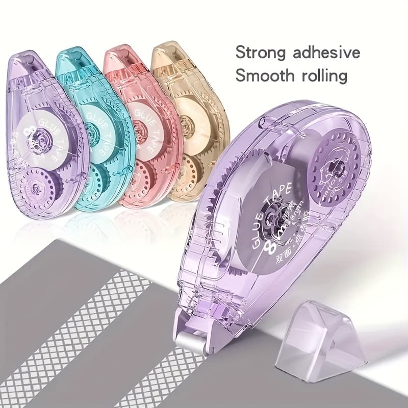 TEMU 4pcs Double Sided Tape Roller, Supplies, Glue Tape Roller For Crafts, Double-sided Adhesive For Scrapbooking, Office Journaling Supplies (0.31 Inch X 26.25 Feet)