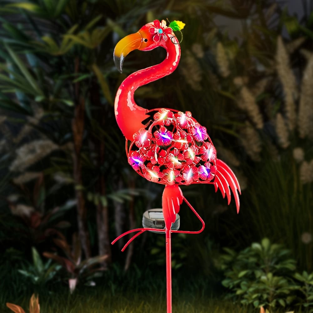 TEMU 2/1 Solar Garden Flamingo Led Light, Ip65 Waterproof Metal Flamingo Statue Lamp, , Outdoor Garden Decoration, Suitable For Weddings, Lawns, Gardens, , Backyards, Valentine's Day Gift
