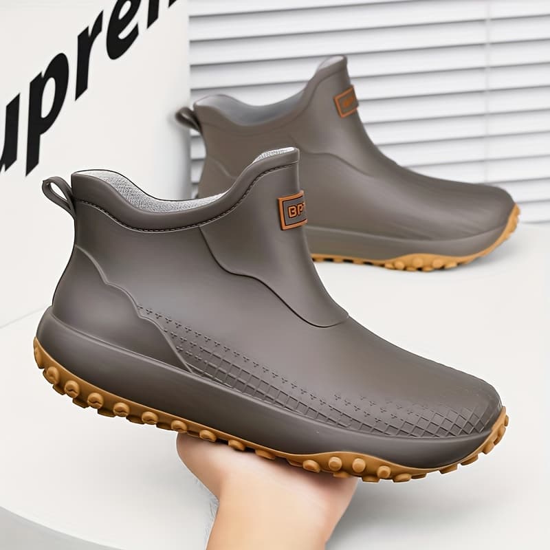 TEMU 1 Pair Of Stylish Waterproof Men's Shoes, Comfortable And Lightweight Work Mud Boots, Wear-resistant And Non-slip Garden Boots, Men's Rain Boots