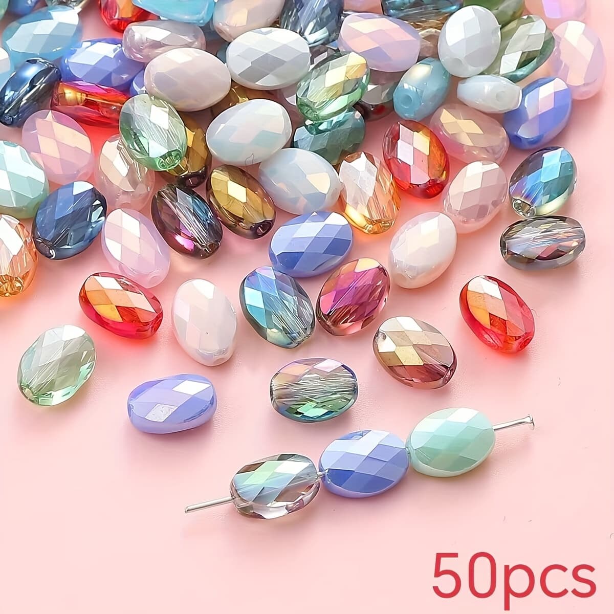 TEMU Oblong Transparent Beads Loose Beads Handmade Beading Bracelet Earring Jewelry Additions