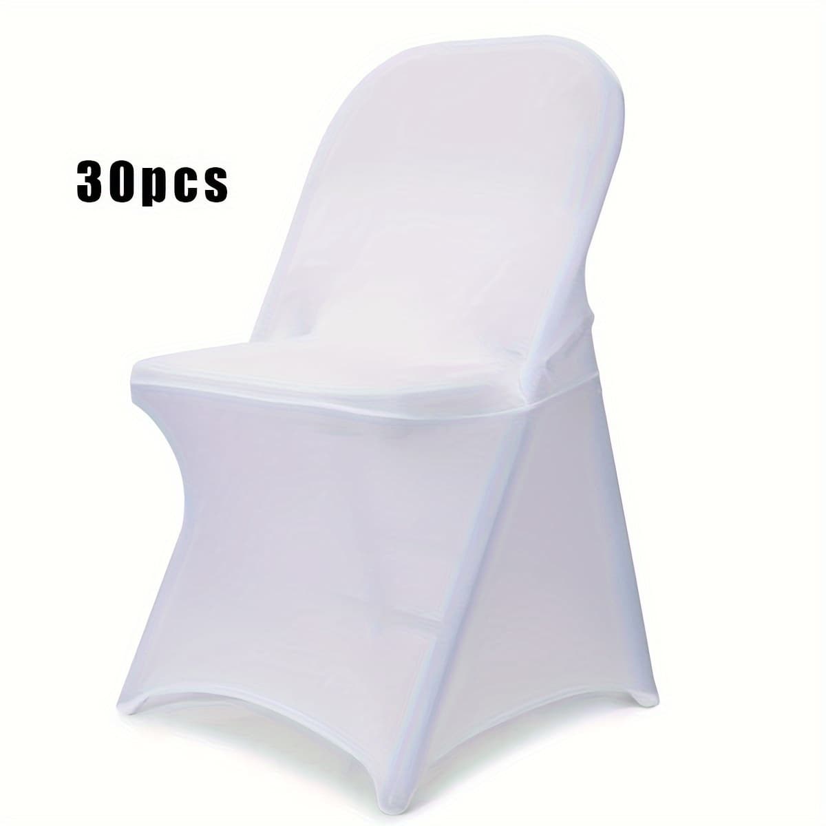 TEMU 30pcs Spandex Folding Chair Cover, Upgraded Elastic Chair Cover Protector Cover, Suitable For Wedding, Holiday, Banquet, Party, Celebration (white) (black)