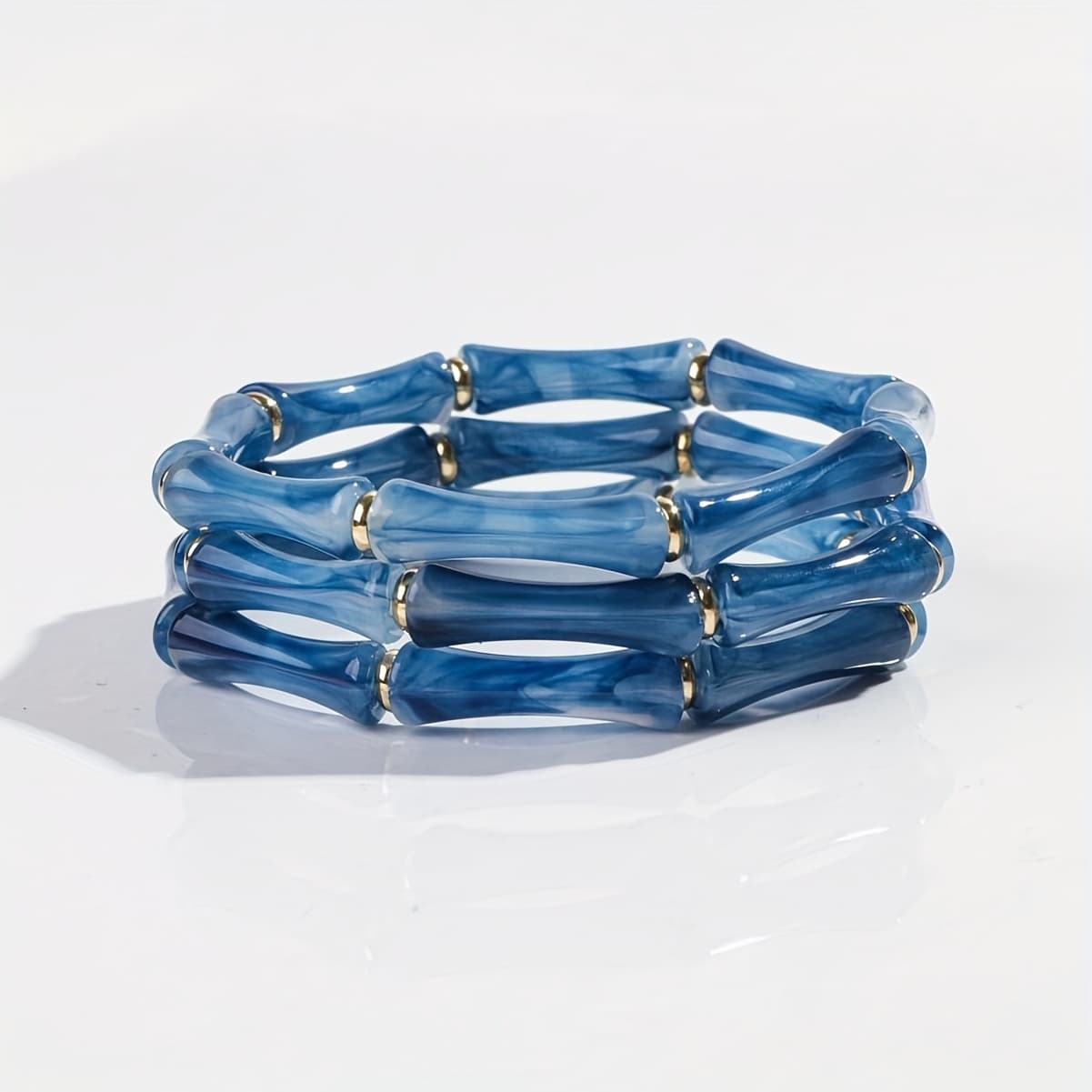 TEMU 3pcs Set Of Stylish And Elegant Bamboo Joint Beaded Elastic String Holiday Gift Beach Style Women's Bracelets