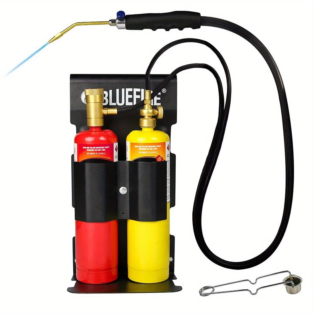TEMU Oxypropane Welding Gas Cutting Torch Kit With Flint Lighter And Cylinder Holder Rack - For Jewelers Hvac Torch Kit Brazing Gas Torch, Soldering Oxy Acetylene Torch Kit Tanks