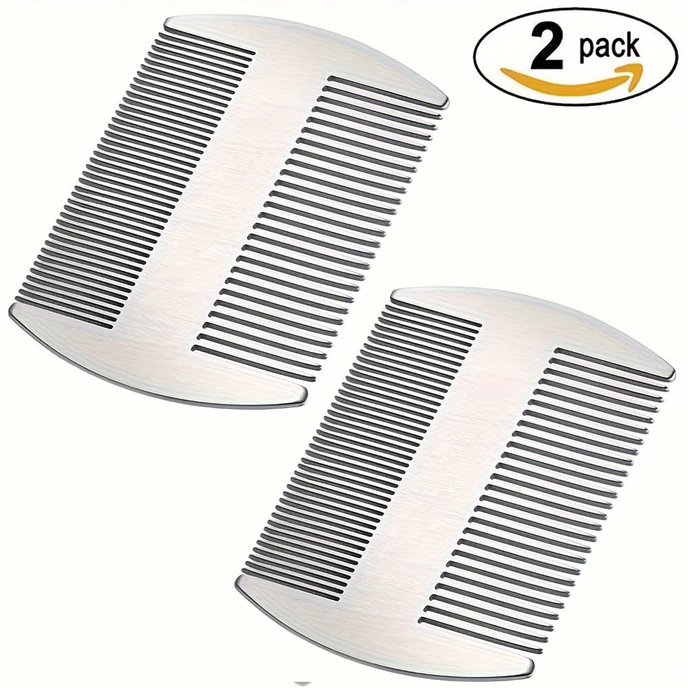 TEMU Set Of 2 Metal Hair Combs Suitable For Women And Men, Including Beard And Mustache Combs, Comb, Wallet-sized Fine Cutting Comb, Teasing Barber Comb, And Stainless Steel Styling Comb