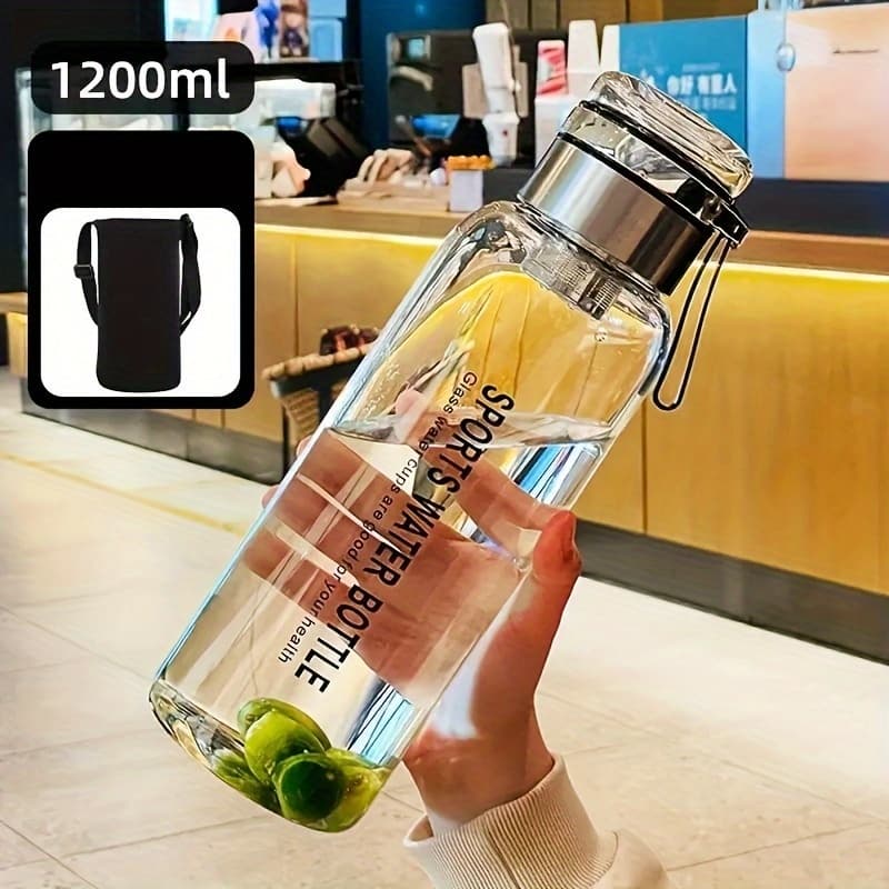 TEMU 1pc 1.2l/1.5l/ 2l Carafe With Pouch Portable Sports Water Bottle Outdoor Travel Leakproof Drinkware Bottle With Infuser