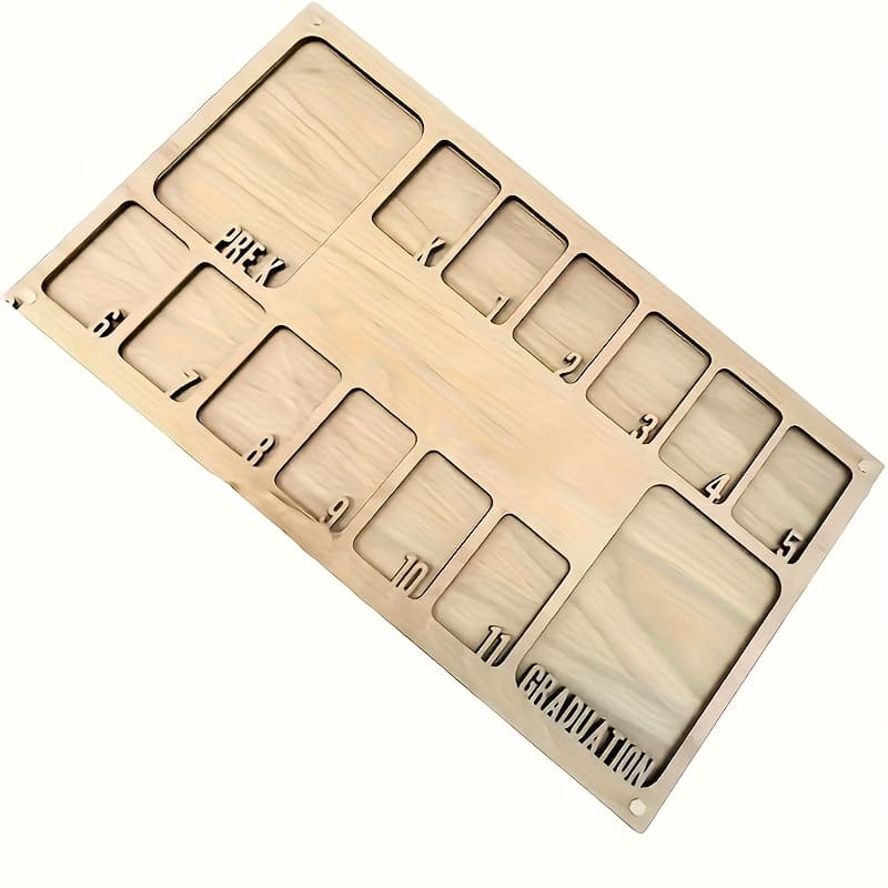 TEMU 17.7x9.8 Inch Wooden Photo Frame For School Graduations, Designed For Wall Mounting. This Commemorative Board/album Features Labeled Slots For Milestone Photos