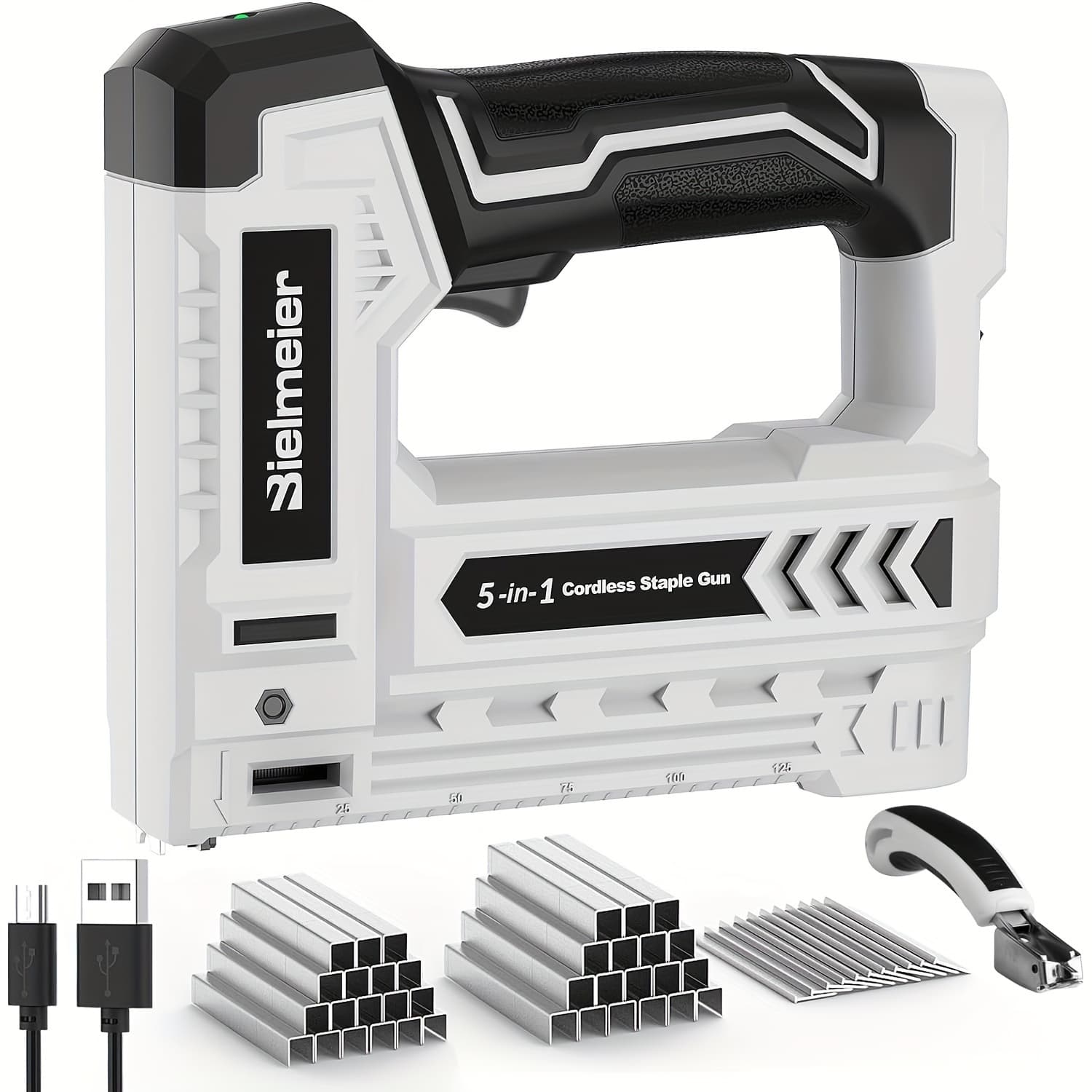 TEMU Bielmeier 4v Cordless Stapler/nailer Kit, Type-c Rechargeable Stapler, Brad Nailer Battery Powered With 2, 000 And Nails, Power Pin Nailer For Home Improvement, Wood Working, Upholstery, Diy