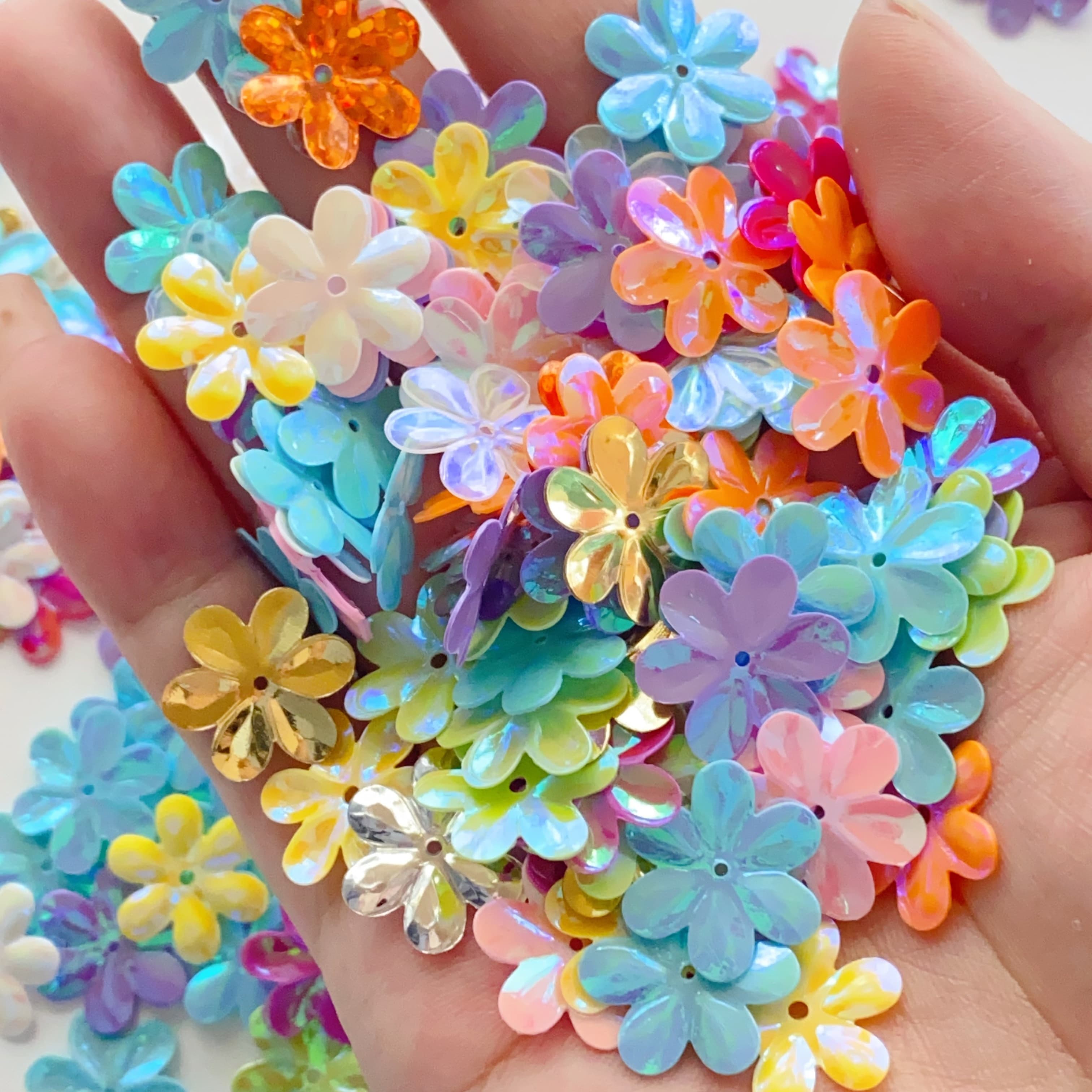 TEMU 290pcs Of Colorful Handmade Sewing Sequins, 14mm Six-petal Flower Sequins, Additions For Jewelry, , And Clothing Embellishments