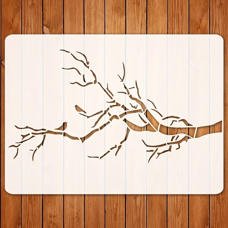 TEMU 1pc Bird On Branch Stencil, A4 Size Reusable Painting Stencil, Branch And Bird Stencil, Template, Craft Stencil, For , Fabric, Canvas, Wall, Home And Furniture Decoration