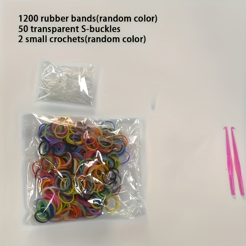 TEMU 1252pcs Rainbow Rubber Band Loom Bracelet Set, Rubber Belt Loom Bracelet Making Kit, 26 Colors, Diy Supplementary Of Rainbow Rubber Band., Random Colours