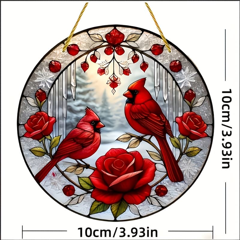 TEMU 1 Red Bird Acrylic Sun - Colorful Window Hanging Decoration, Suitable For Occasions, No Battery Required, Perfect For Christmas, Halloween, Easter, And Hanukkah Decorations