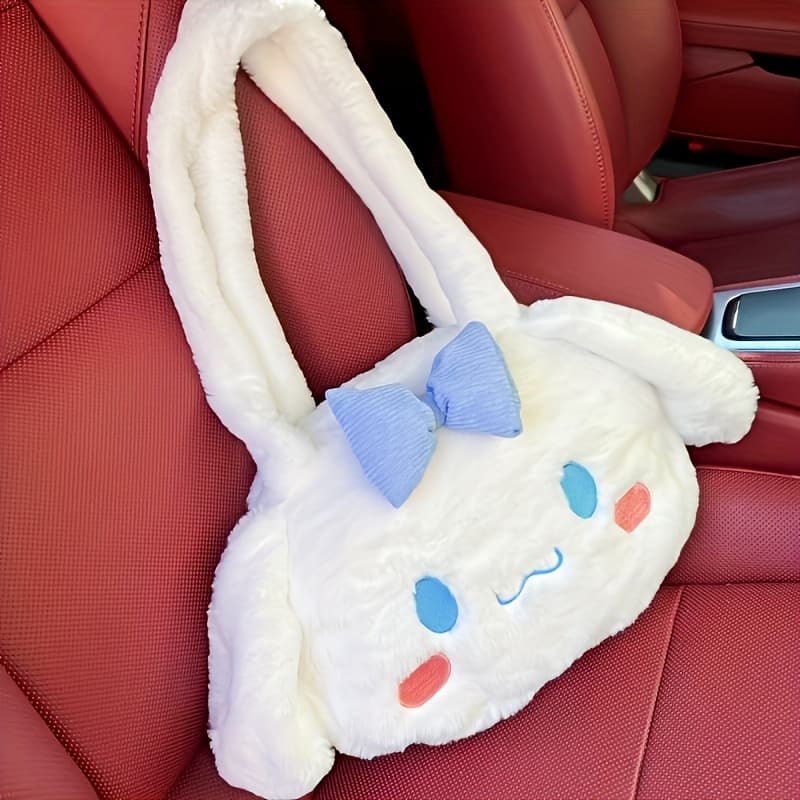 TEMU A Multifunctional Large-capacity Plush Shoulder Bag, Laptop Bag, Black And White Handbag, Humorous Cartoon Bag, Plush Bag, Melody, Cinnamoroll Fashion Shoulder Bag, Christmas Gift, Halloween Gift