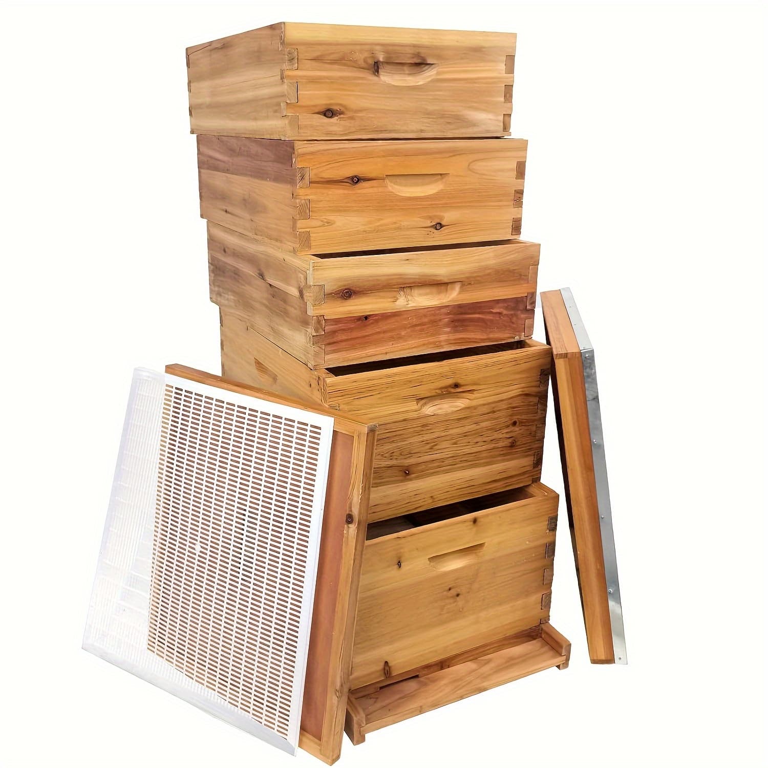 TEMU 5/3-layer Bee Hive Without Frames, Beehive Kit Bee Hive Coated With 100% Beeswax Includes Deep Bee Boxes, Medium Bee Hive Super For Beginners