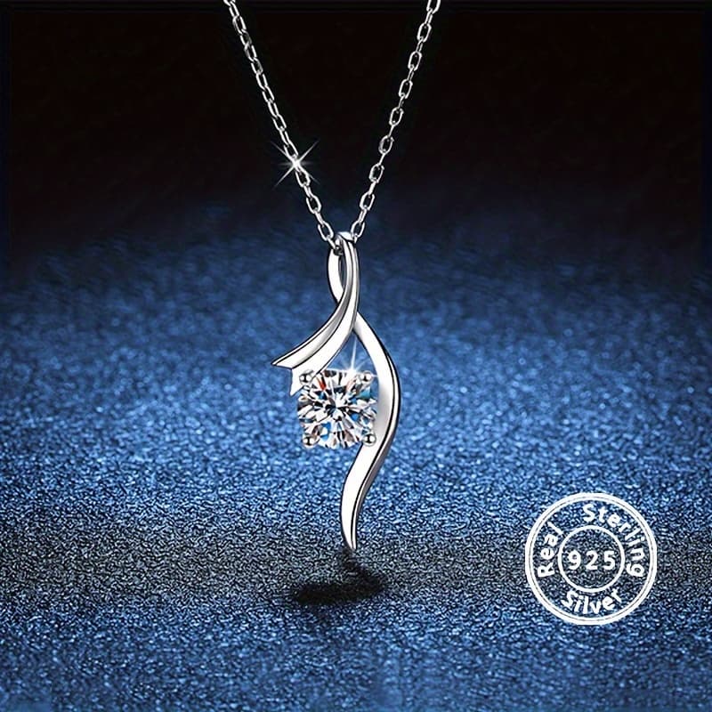 TEMU Elegant 1 Carat Stone Pendant Necklace S925 Silver 18k Gold Plated High Fashion Jewelry For Daily Wear Party Easter Valentine's Day Christmas Birthday Anniversary Gift
