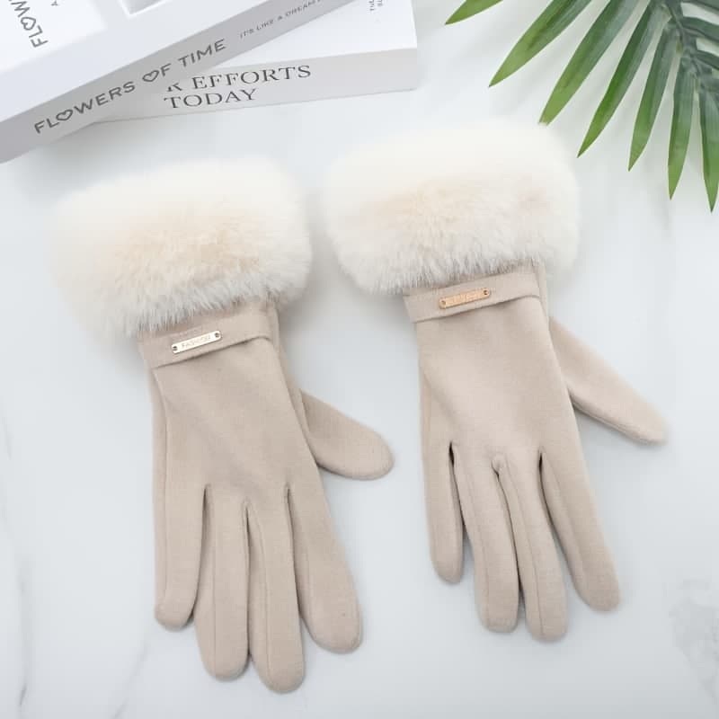 TEMU Women's Warm Touchscreen Gloves Featuring A Rabbit Plush Design
