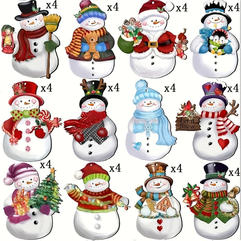 TEMU Set Of 48 Wooden Snowman Ornaments For Christmas, Perfect For Hanging On Trees And Decorating For The Holiday Party