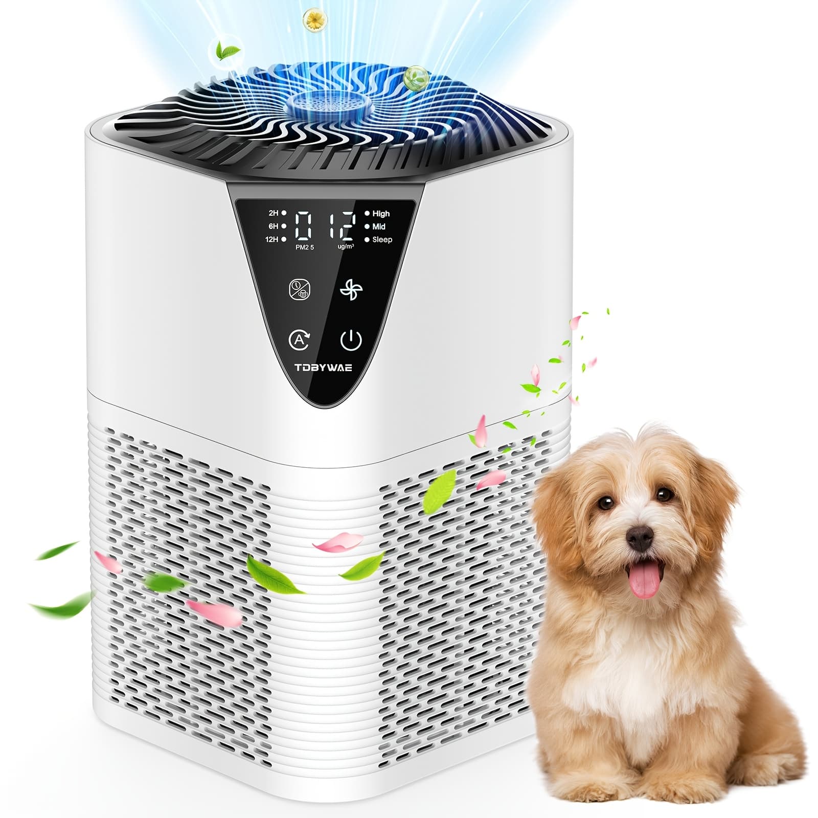 TEMU Air Purifiers For Home, Air Purifiers For Large Room Up To 1076ft, H13 True Hepa Filter With Fragrance Sponge, 25db Quiet Air Purifiers For Bedroom Smoke Pet Dander Dust Pollen Odor, White