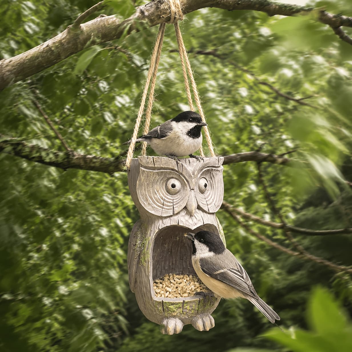 TEMU Gothic Owl Resin Bird Feeder, A Hanging Outdoor Bird Feeder With A Cute Owl Sculpture, A Decorative Garden Bird Feeder For Decorating The Yard And Backyard Wildlife.