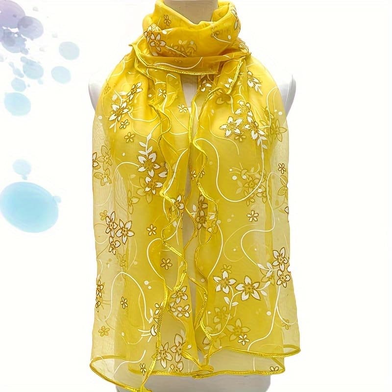 TEMU Bohemian Style Embossed Print Hemmed Breathable Windproof Women's Scarf Shawl