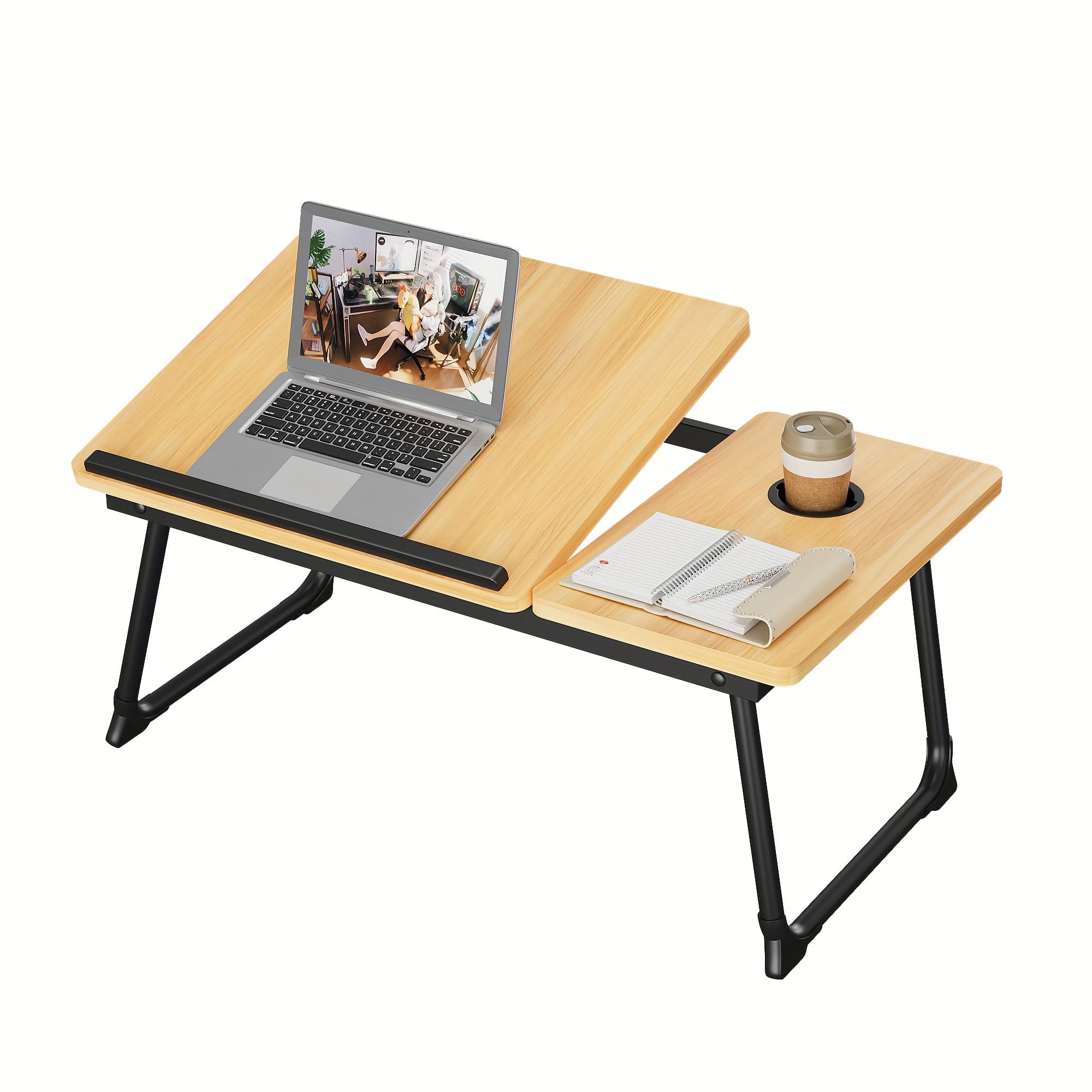 TEMU Adjustable And Portable Lap Desk For Laptop - Folding Bed Tray For Eating, Writing, Couch, And Breakfast In Bed. Ideal Laptop Stand And Small Computer Desk For Adults