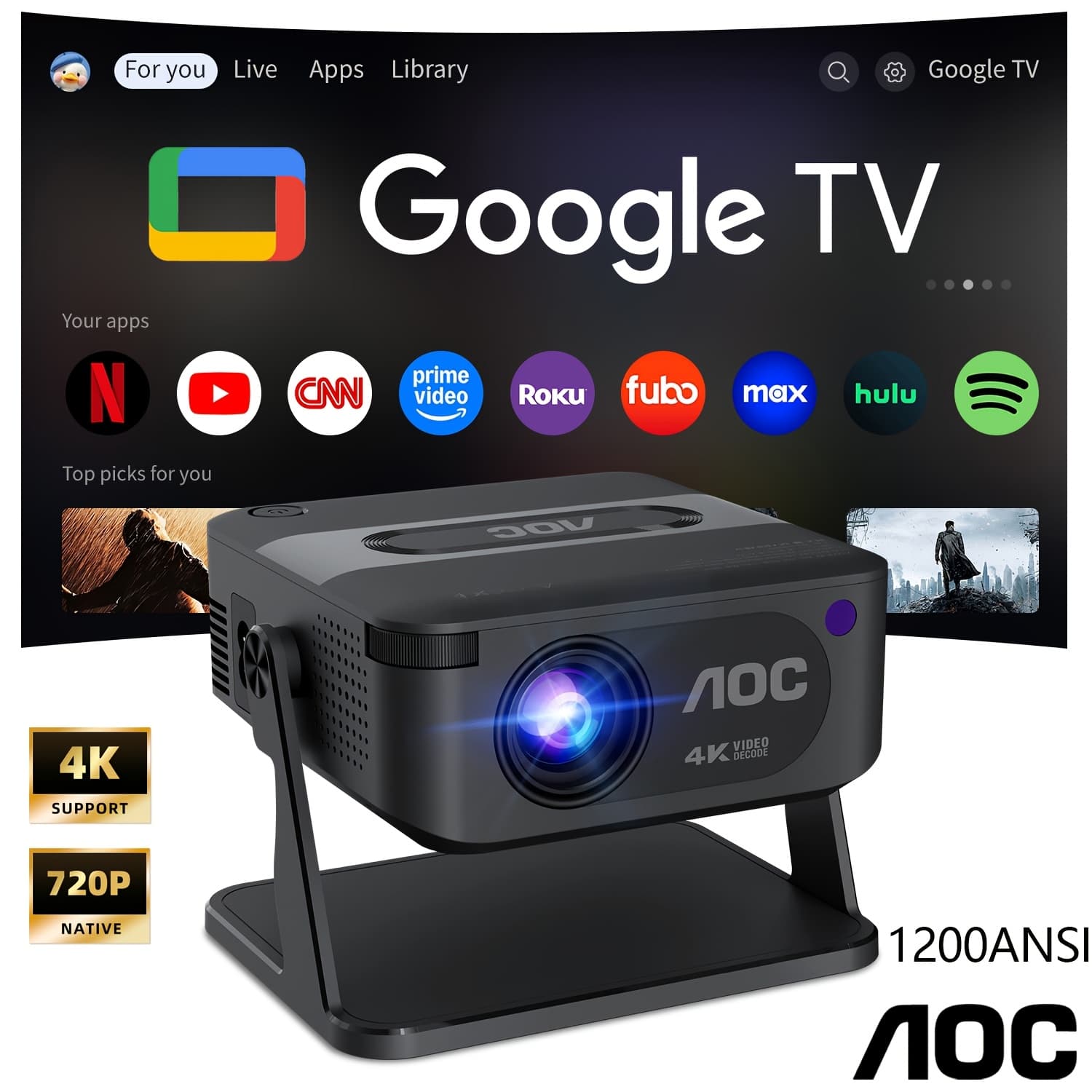 TEMU Smart Mini Projector Wifi 6/ Local 720p/4k Support/auto Focus Keystone/ Portable Home Theater Projector