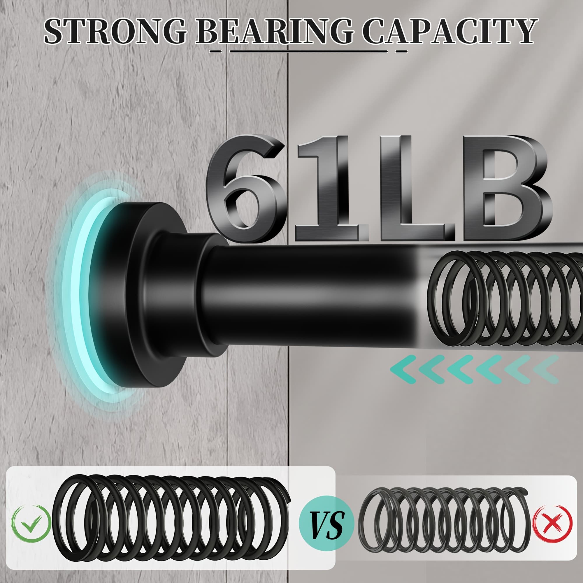 TEMU 1 Pack Stainless Steel Adjustable Shower Curtain Rod, No Drilling, No Slip, Rust-resistant, Spring Tension Telescoping Rod For Bathroom Or Windows, 18-64/ 18-78 Inch