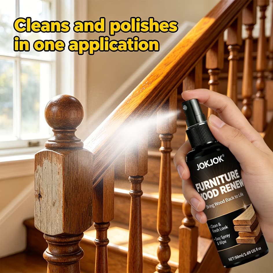 TEMU Jokjok Natural Beeswax Wood Polish Spray - Furniture Cleaner, Restorer & - Repairs Scratches, Protects Against Water & Dust - Lemon Scented For Cabinets, Tables, Floors & Room Wood