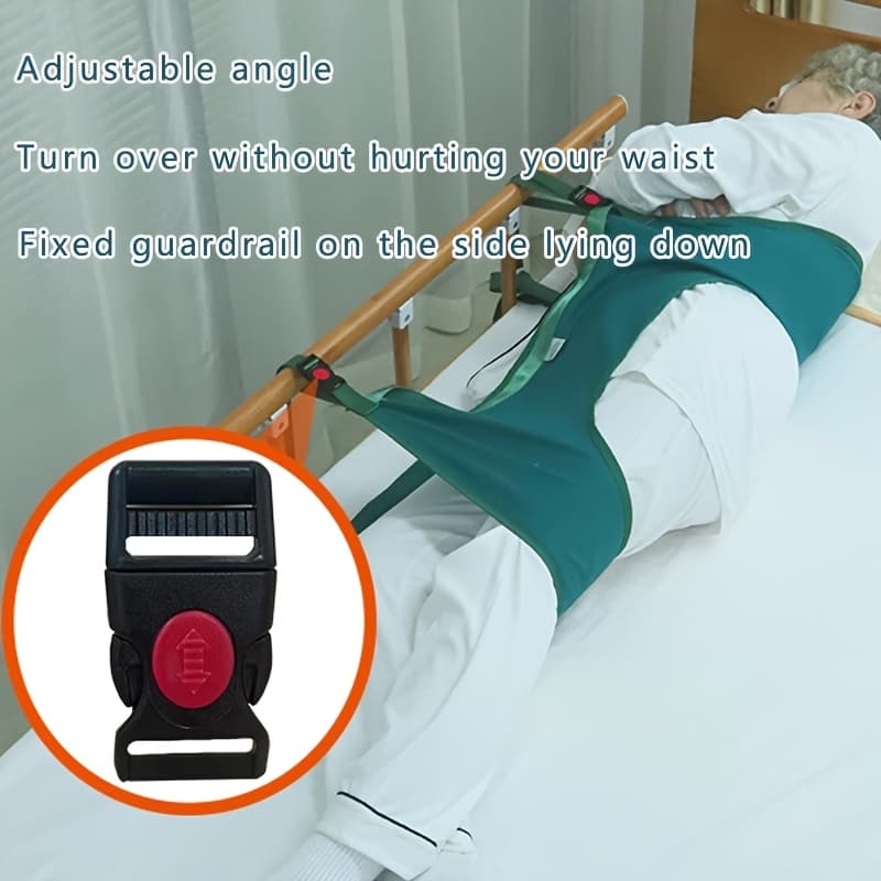 TEMU Adjustable Bedridden Patient Turning Aid, Elderly Transfer And Positioning Fixed , Non-slip Side Pad, And Secure Straps For Safe And , Unscented, Manual Operation