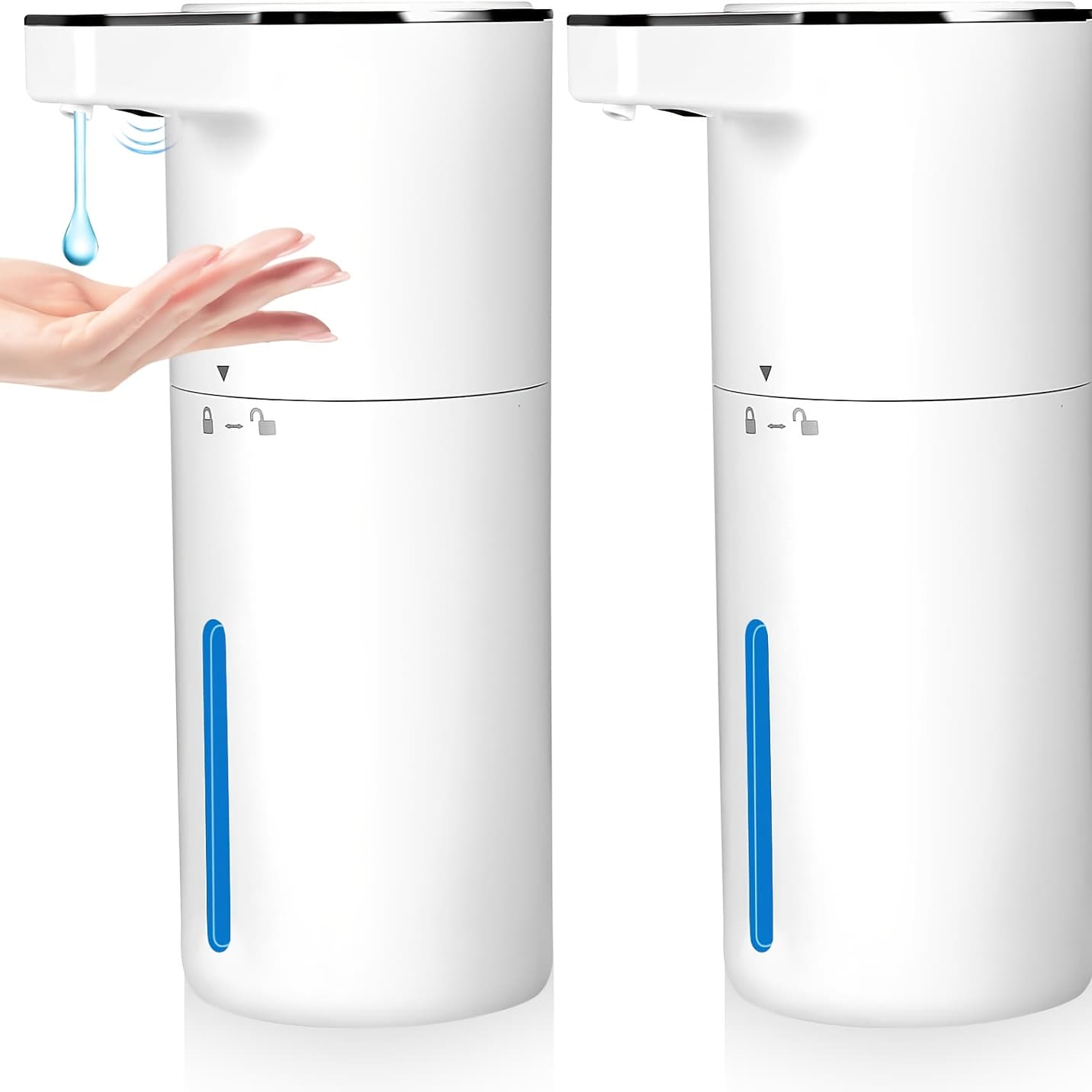 TEMU 2pcs Non-contact Dispensers, Infrared Sensor, Sensing Distance 0-40mm, Battery 1800mah. 400ml Capacity, Liquid/foam Type, Necessary For Bathroom And Kitchen, Wall Mounted/desktop, White/black