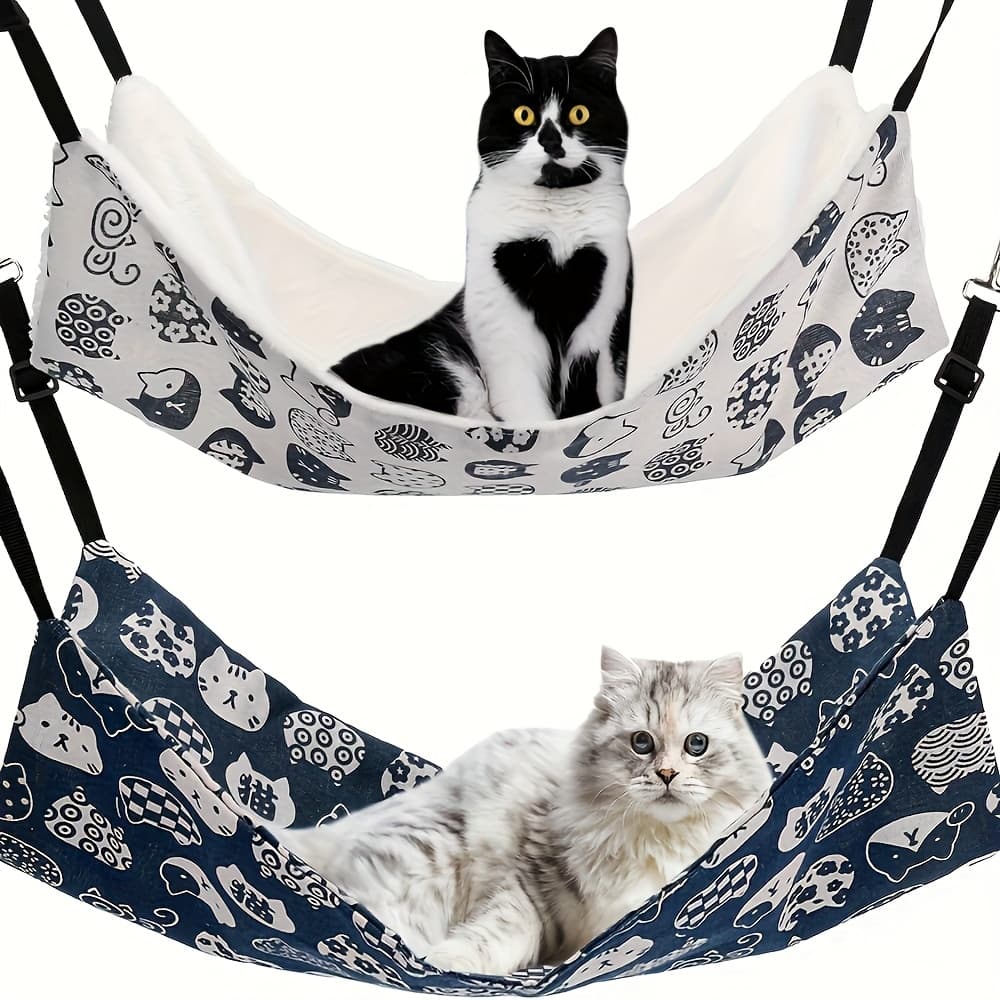 TEMU Oversized, Double-sided Cat Hammocks, Breathable Pet Cage Hammocks With Adjustable Straps And Metal Hooks, Double-sided Hanging Pet Hammocks For Cats, , Puppies, And Other Small Animals