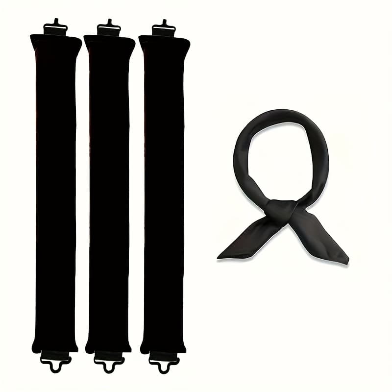 TEMU 4pcs - No Heat Overnight Curls Set, Including Styling Rods & Scarf, Effortless Curls For All Hair Types, -adult, Ideal Gift