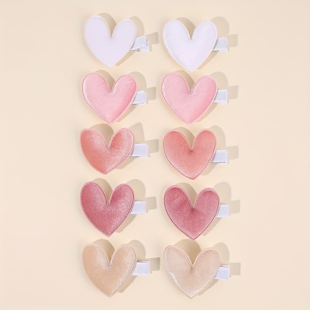 TEMU 10pcs Valentine's Day Heart Hair Cips For Girls Mini Heart Decor Hair Pins All-inclusive Hair Clips Handmade Barrettes Hair Accessories For , Valentine's Day