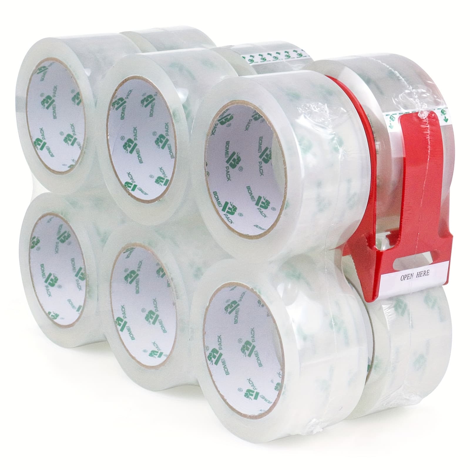 TEMU Pack 12 Rolls Clear Packing Tape Rolls With Dispenser, Heavy Duty Refill Tape For Shipping Moving And Packaging, 1.88 Inch X 60 Yard