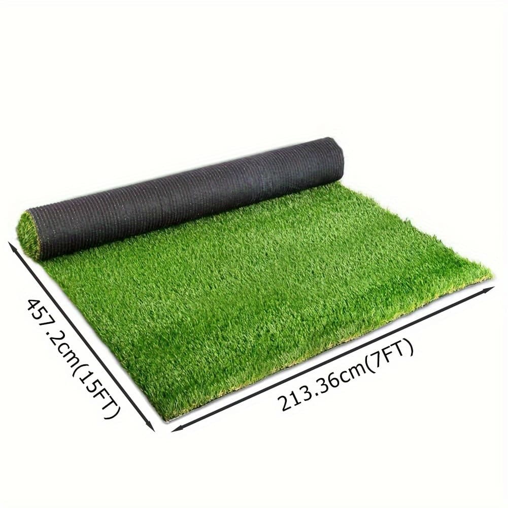 TEMU Artificial Grass Rug 1.38 Inch Outdoor Indoor Fake Grass Carpet Green Synthetic Grass Turf Realistic Grass Rug With Drain Holes For Lawn Landscape Balcony Home Decor