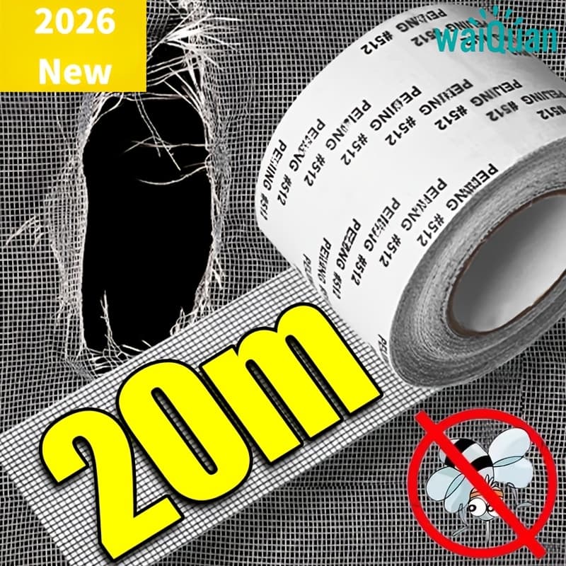 TEMU 20m Window Screen Repair Tape Self-adhesive Waterproof Screen Broken Holes Repair Patch Stickers Screen Door Anti-mosquito Mesh Tape Grey