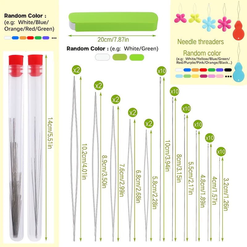 TEMU Beading Needles Set, 60pcs Long Straight Beading Thread Needles 10pcs Beading Needles With Needle Bottle Threaders For Micro Seed Beads Bracelet And Jewelry Making