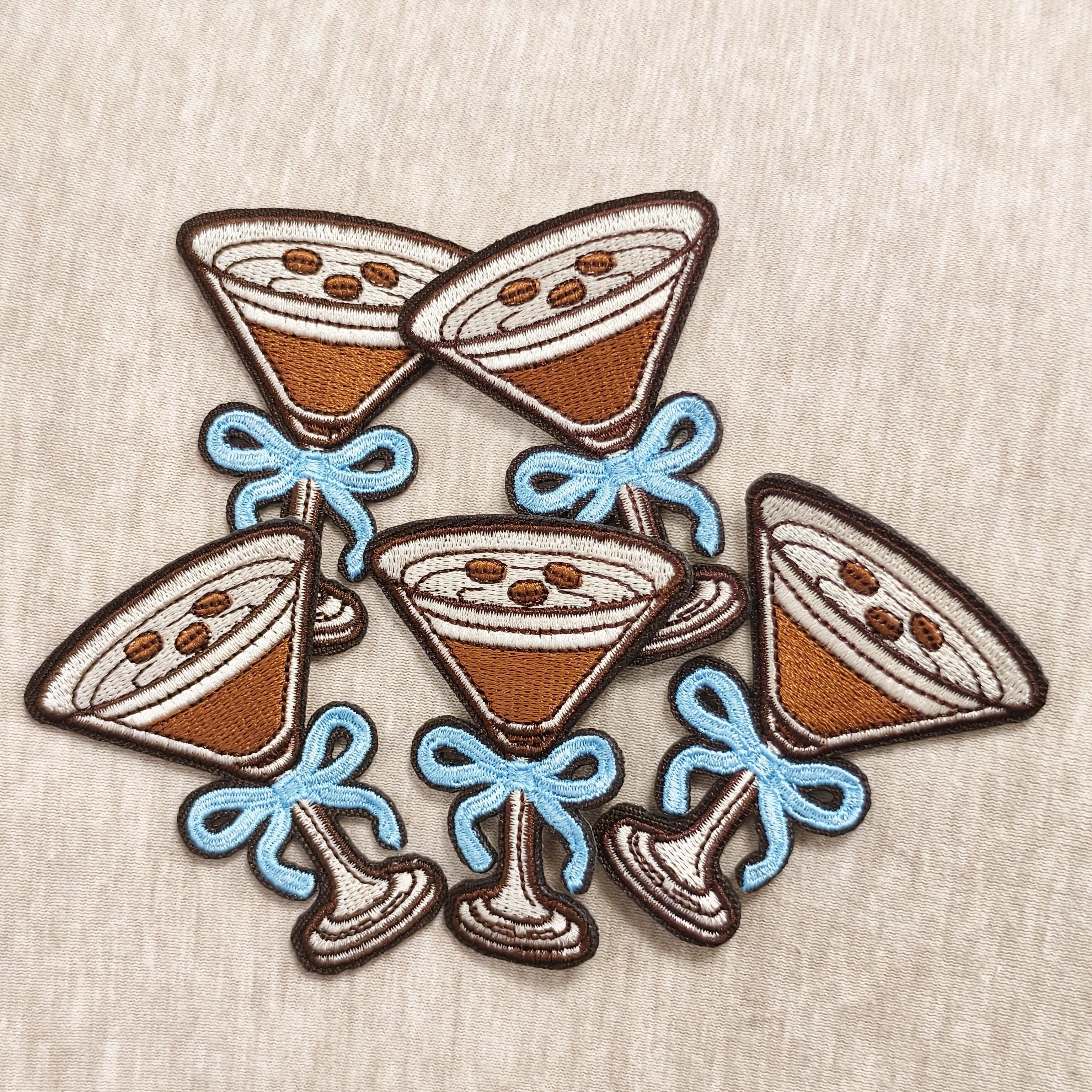 TEMU 5pcs Vintage Espresso Martini Embroidered Patch - Polyester, For Clothing, Backpacks & Jackets - Perfect Diy Gift For Christmas, Thanksgiving, Coffee, Hat, Accessories
