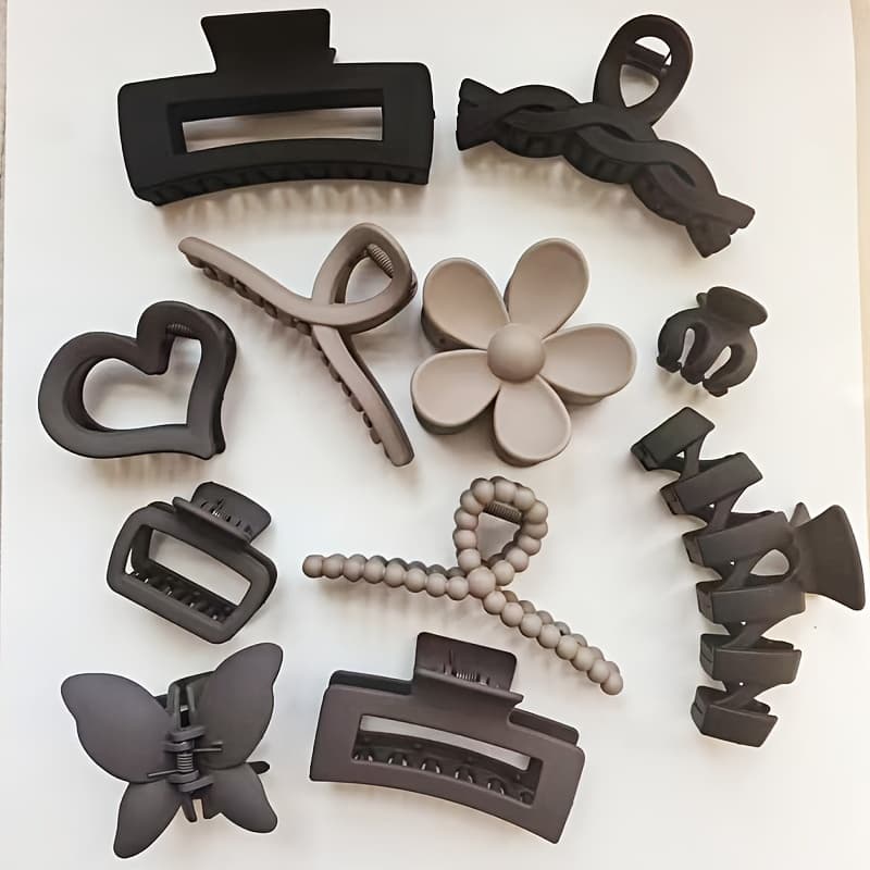 TEMU 11pcs Assorted Combination Hair Claw Clips Daily Clips For Work Travel And Casual Photography