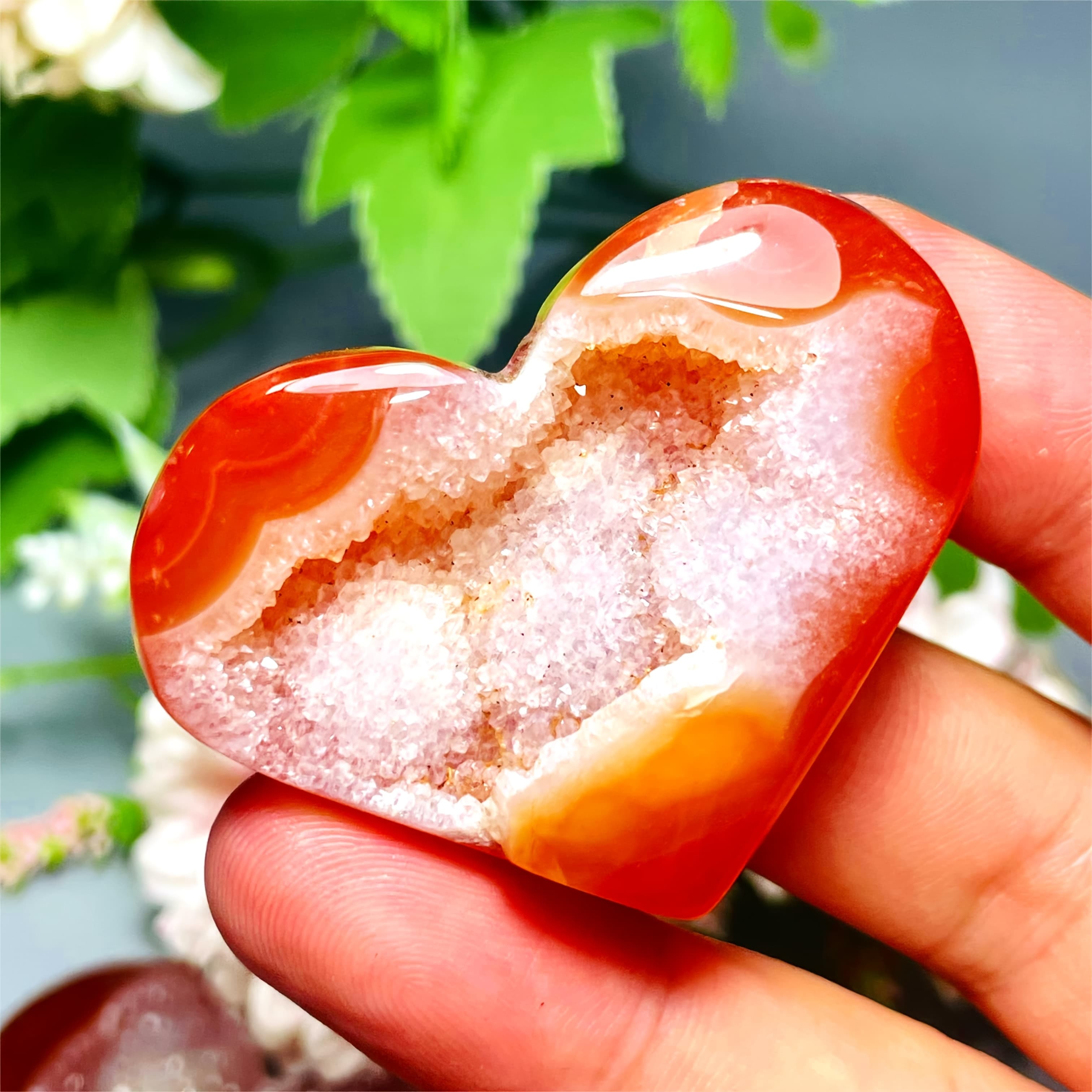 TEMU 1pc Carnelian Geode Cluster Red Agate Heart-shaped Crystal Cluster For Halloween, Christmas Gifts, Home Decor, Party Decor